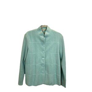 Clodagh Callaghan Size 12 Light Blue 100% Boiled Wool Button Front Blazer Jacket